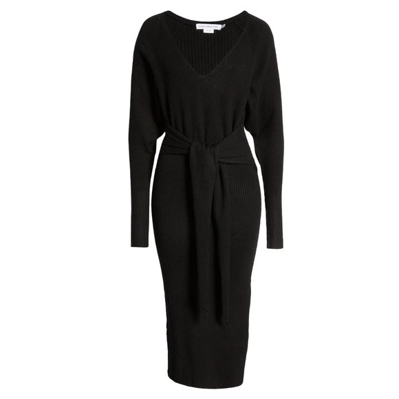 Good American Belted Rib Knit Bodycon Midi Dress - Picture 5 of 10